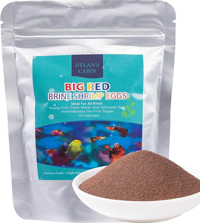 Dylan's cabin Brine Shrimp Eggs Fish Food - 90% Hatch Rate for Aquatic Foods Baby Aquarium Fish Freshwater Saltwater Marine Tank Hatchery Fry 150G