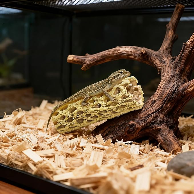 Hiceeden 2 Pcs Resin Cholla Wood for Aquarium, 6" Shrimp Hideout Driftwood Decor, Shrimp Cave Tank Accessories, Climbing & Chew Toy for Aquatic Habitat, Hermit Crabs, Fish, Snail, Reptiles