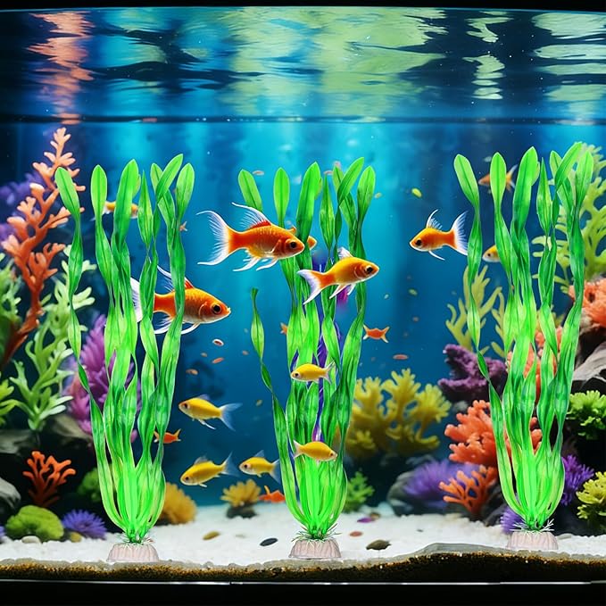 Artificial Green Plants for Aquarium,Plastic Seaweed Water Plants (Green)