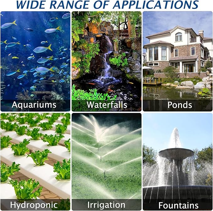 WaterRebirth (4900GPH-250W,UL listed) High Flow Submersible Large Fountain Submersible Water Pond Sump Pump Aquarium Electric Waterfall Pump Outdoor PS-4900