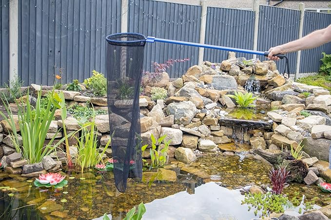 Pond H2o Heavy Duty Koi Fish Transport Sock Net 12 Inch Diameter 48 Inch Long with 15 Inch (40cm) Pole, Koi Sock Net Safely Transfer Pond Fish Not Waterproof Soft Netting, Interchangeable System