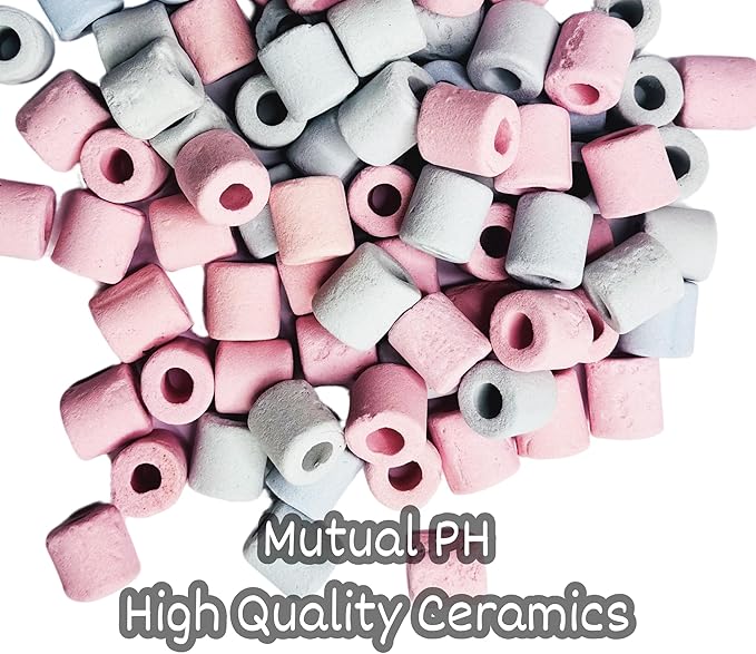 Ceramic Filter Rings for Aquarium, Biological Filtration Media, White and Blue, 2 lbs, Fish Tank Water Treatment for Fresh and Saltwater