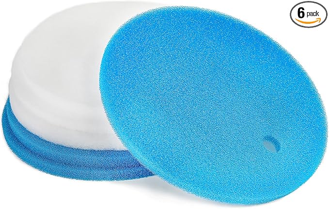 Compatible White Filter Floss and Blue Filter Pad Replacement for Tetra Pond Clear Choice Biofilter (Pack of 6)