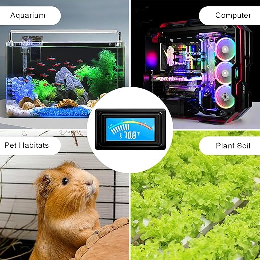 KETOTEK Digital Thermometer Temperature Meter Gauge Waterproof Sensor Probe Aquarium Car PC case Incubator Temp Meter 4 Pin Power Supply Celsius/Fahrenheit LCD Display
