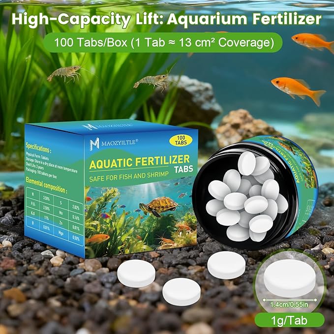 Root Tabs Freshwater Aquarium Plant Fertilizer, Slow-Release 100 Tabs 1g/Tab, Safe for Fish and Shrimp, for Planted Aquarium Substrate (100)