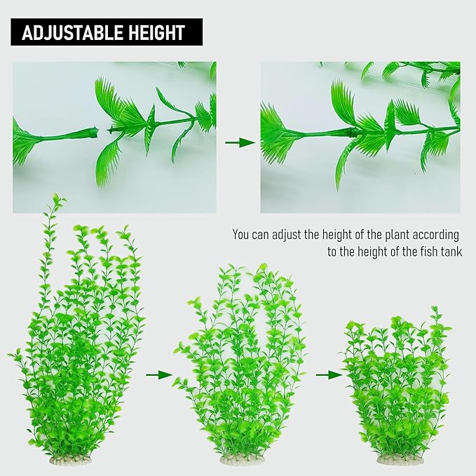 Artificial Aquarium Plants 23.6-26in, Extra Tall Fish Tank Plants for Large Tanks, Plastic Fish Tank Plant 2 Pack, Fake Aquarium Plant, Tall Decorations for Freshwater Aquariums(Green)