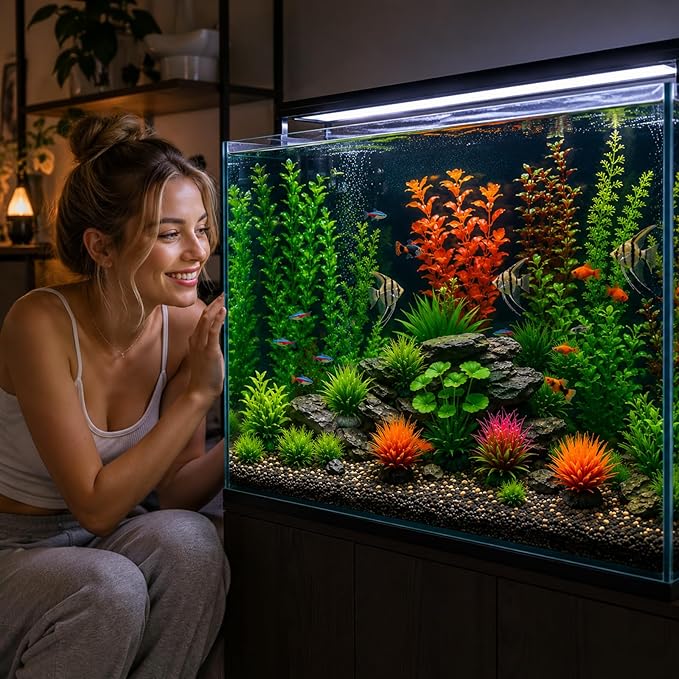16-Piece Artificial Aquarium Plants Set – Vibrant, Realistic Fish Tank Decorations for Aquariums, Reptile Terrariums, and Aquatic Landscapes