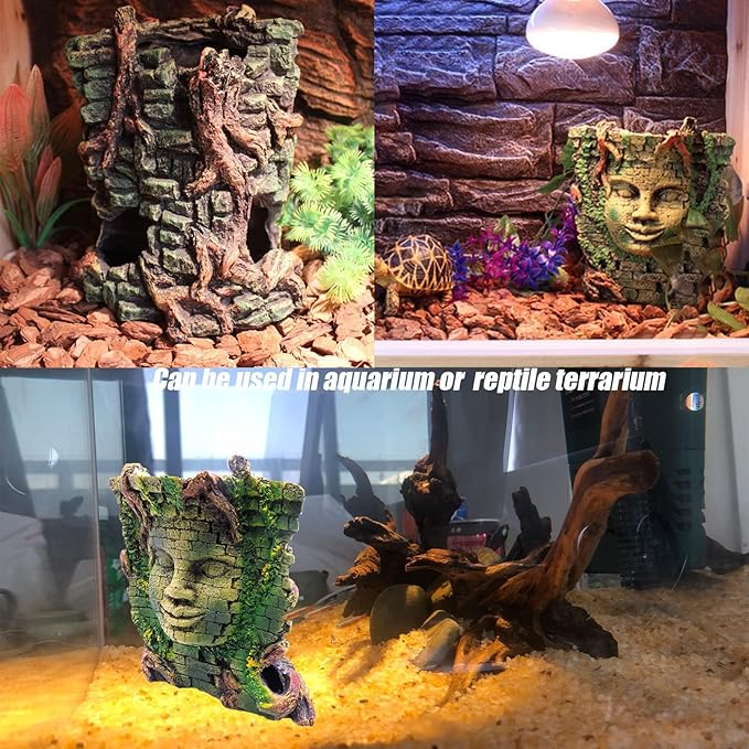 Tfwadmx Aquarium Decoration Statue Fish Tank Resin Ancient Roman Ruins Ornament Cave Hideout for Hermit Crabs Crayfish SuckerFish Guppy