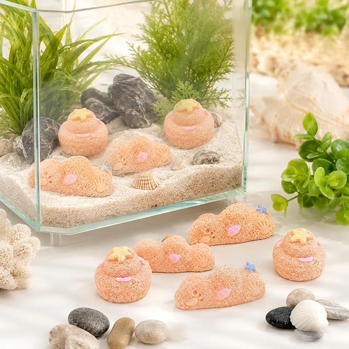 LOGOFUN 8pcs Fish Tank Castle Decoration Mini Castle Model Miniature Resin Sand Castle Craft for Aquarium Microlandscape Decorations
