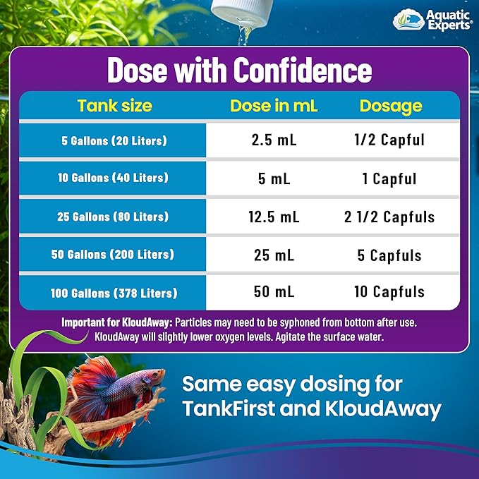 Aquatic Experts Aquarium Water Care Bundle – TankFirst Water Conditioner + KloudAway Water Clarifier, Freshwater Fish Tank Treatment Set, 500 mL Each