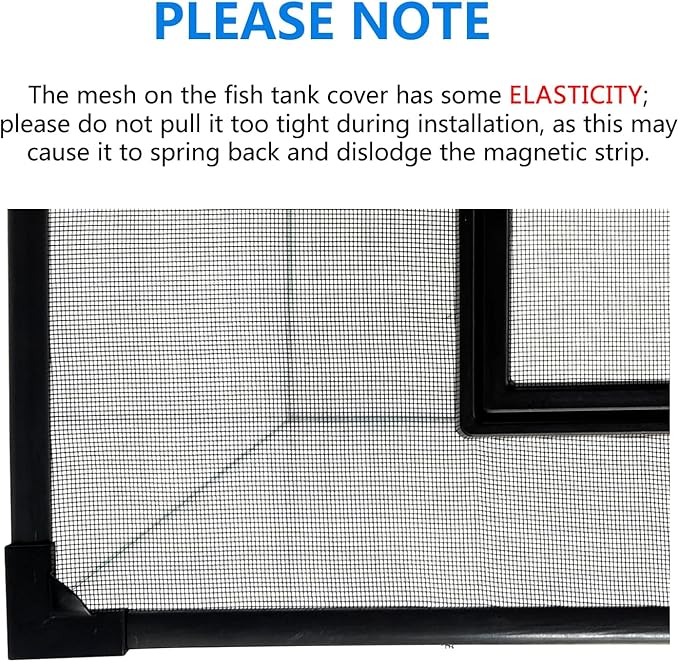 Magnetic Fish Tank Cover Net Aquarium Lid Mesh Top Hood Cut to Any Size Ventilation Transparency Anti-Jumping Aquarium Cover with Feeding Window(39"X19")