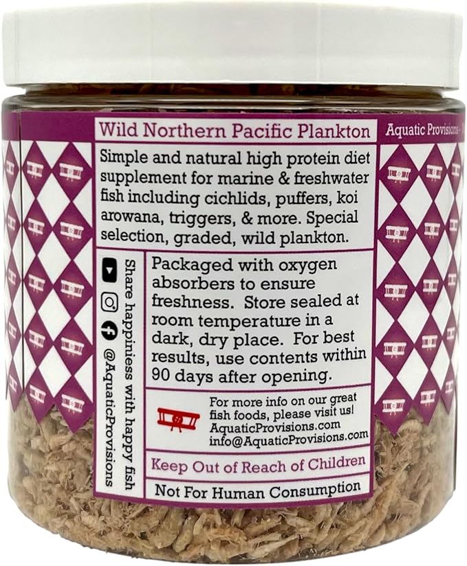 Aquatic Provisions Northern Pacific Plankton High Protein Freeze Dried Floating Fish Food 1.25 oz, for Freshwater and Marine Aquarium Fish