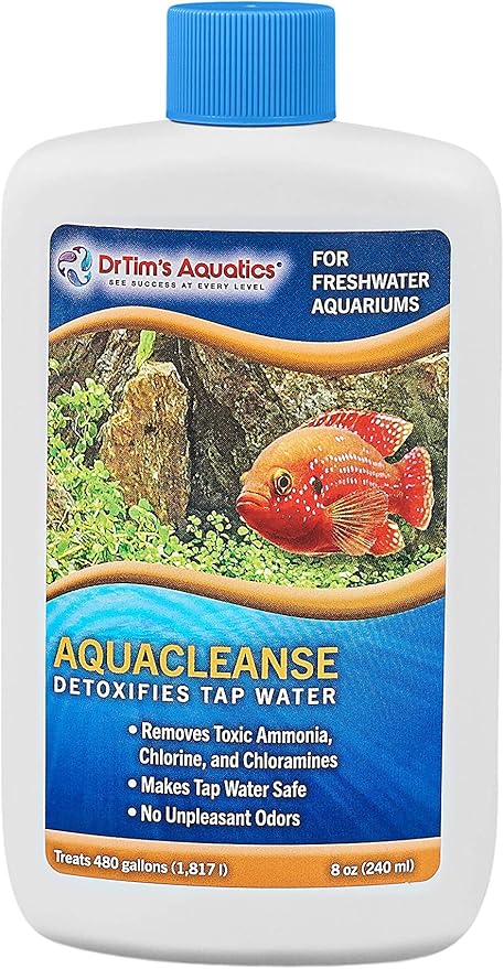 DrTim’s Aquatics AquaCleanse for Freshwater Aquariums – 8 oz – Tap Water Conditioner – Prepares Water for Fish Tanks, Supports Visual Clarity & Stable, Balanced Parameters
