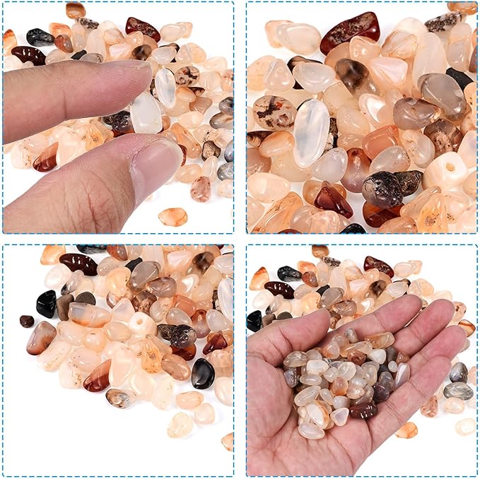 MECCANIXITY 200g/0.44lb 6-9mm Tumbled Chips Stone, Natural Crushed Crystal Quartz Irregular Polished Stones Gravel Decoration for Aquarium Plants Vase Filler, White Agate