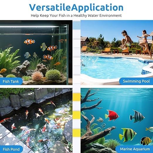 SEAOURA 7-in-1 Aquarium Water Test Strips (65 Strips), Accurate pH, Nitrate, Nitrite, Chlorine, Hardness，Alkalinity，Carbonate Testing for Freshwater & Saltwater Fish Tank, Pond, Betta, Turtle Tank