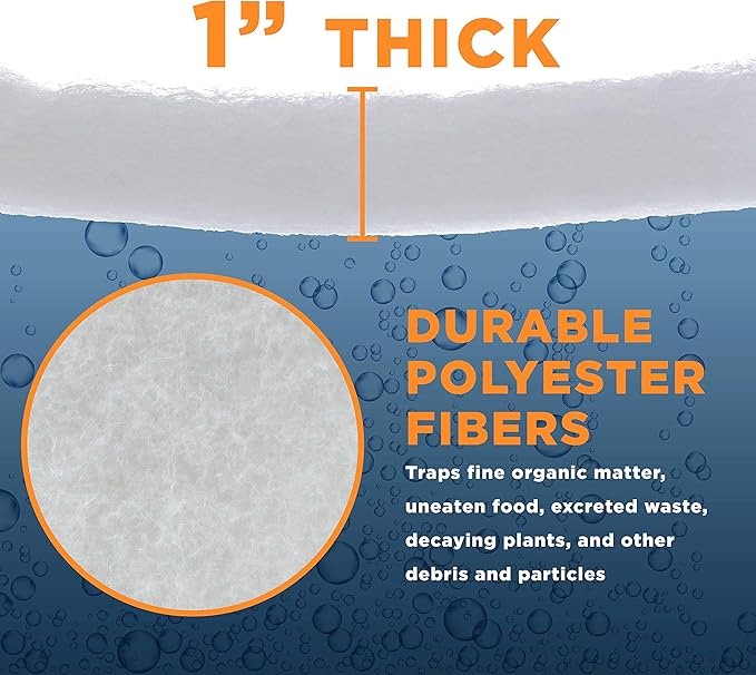 Master Pet Supply Premium Aquarium Filter Pad Roll, Cut to Fit 12" by 72", Micron Fiber Filtration Media for Freshwater, Saltwater Aquariums, Koi Ponds, Fish Tanks, Reefs - Clean Crystal Clear Water