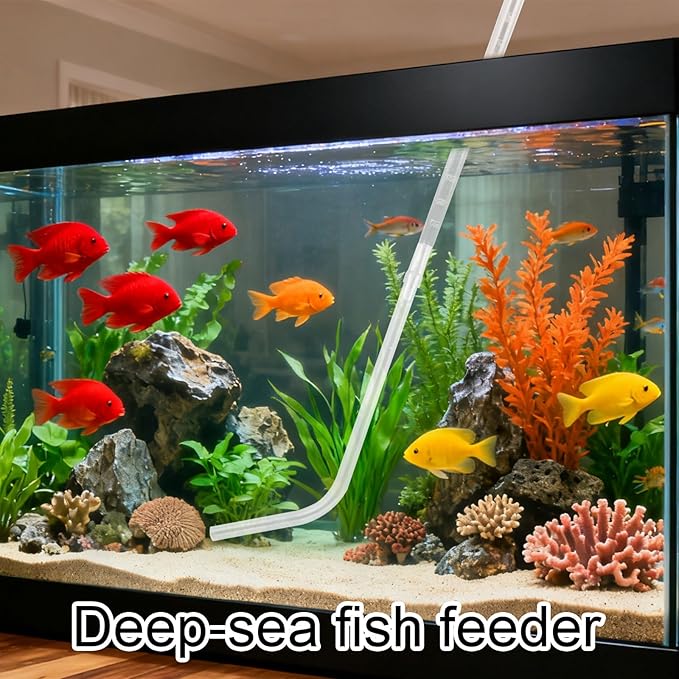 Aquarium Coral Fish Feeder, 50ml Manual Acrylic Pipette Suction Dropper with 2pcs Extension Pipes & 2pcs Connecting Hoses Fish Tank Waste Cleaning Tool & Water Changer