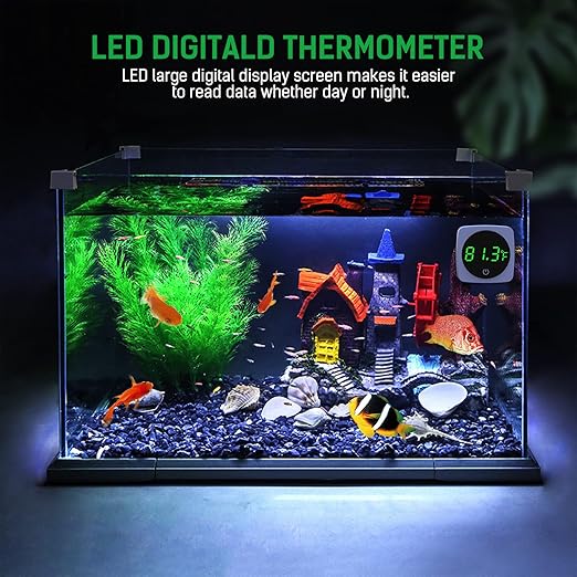 PAIZOO Aquarium Thermometer, LED Digital Fish Tank Thermometer High Accurate to ±0.9℉, Aquarium Fish Tank Accessories for Betta, Goldfish, Axolotl, or Aquatic Pet, White