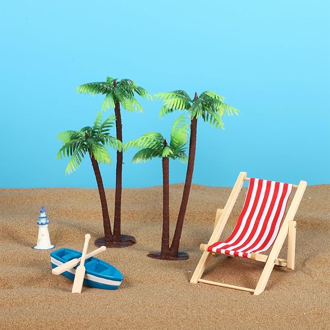 NUOBESTY Fake Palm Tree Small Coconut Tree Cake Topper Decoration DIY Plant Pots Bonsai Sand Table Aquarium Miniature Landscape Figurines 12pcs