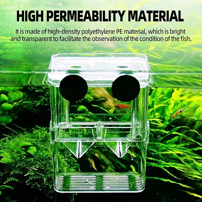 Breeding Box for Fish Tank, Aquarium Hatchery Incubator Breeder Box, Isolation Divider Hatching Boxes for Small Baby Fishes Shrimp Clownfish and Guppy