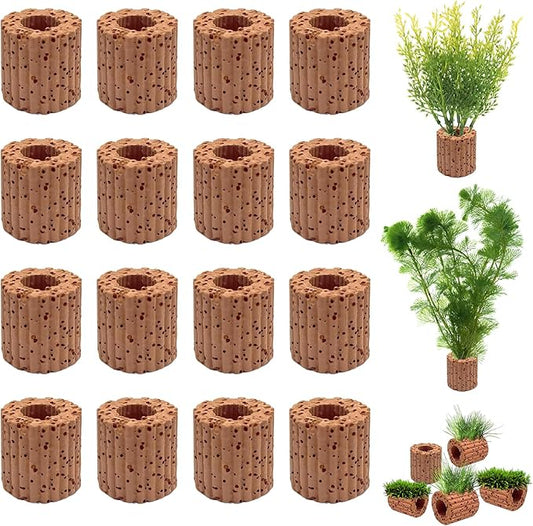 Rainmae 16 Pcs Aquatic Water Plant Fixed Rings, Water Plants Cultivation Fixed Ring Aquatic Water Plant Fixed Ring Ceramic Plant Pot, Landscape Ceramic Pottery Gravity Ring for Fish Tank Accessories