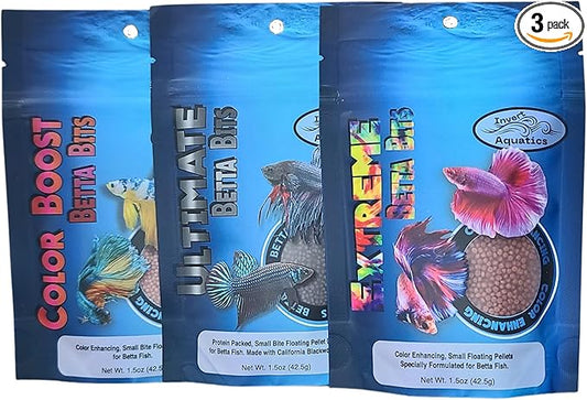 Betta Bits Variety Pack - 3 Different Betta Foods - Extreme Color, Ultimate & Color Boost!