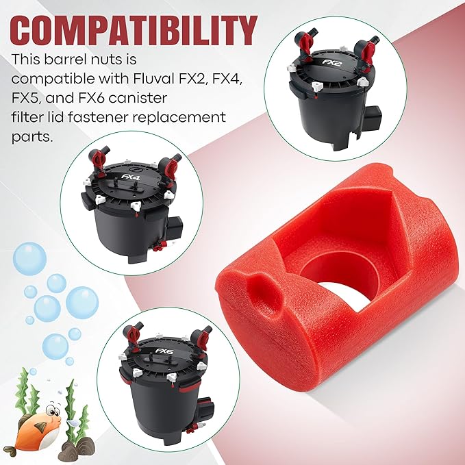 18 Pack Lid Fastener Barrel Nut Compatible with Fluval FX6 FX5 FX4 FX2 Canister Filter, Aquarium Filter Lid Fastener Replacement Part, Lock Nut Clamp Accessories (Barrels Only)(Red)