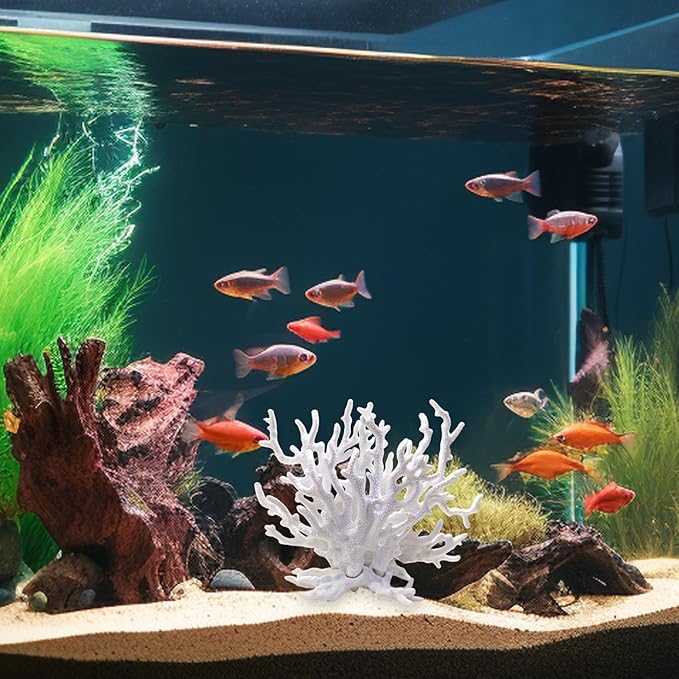 Coral Decor, Coral Reef Decor, 6.3x2.4x5.3 Inch Resin Fake, White Aquarium Decorations for Fish Tank Landscape