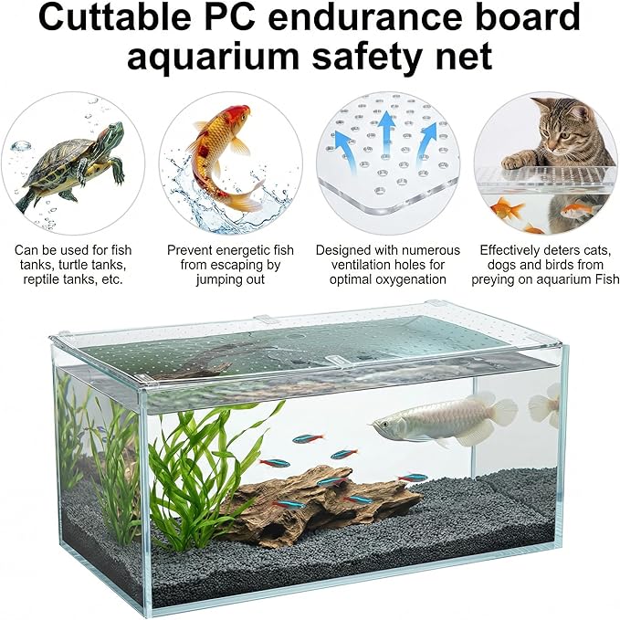 2 Pcs Aquarium Fish Tank Lid Cover for 20/29/40 Gallon Fish Tank 29 X12 in Polycarbonate Cuttable Canopy Top Net Aquariums Cover Fish Tank Hood