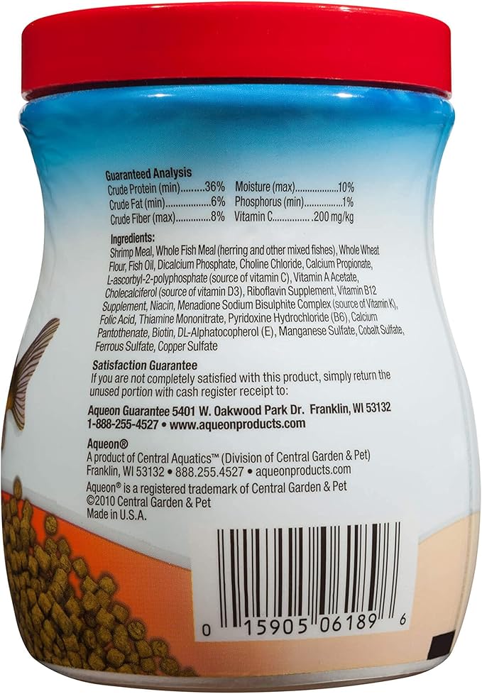Aqueon Shrimp Pellets Sinking Food for Tropical Fish, Goldfish, Loaches, Catfish and Other Bottom Feeding Fish, 6.5 Ounces (Pack of 2)