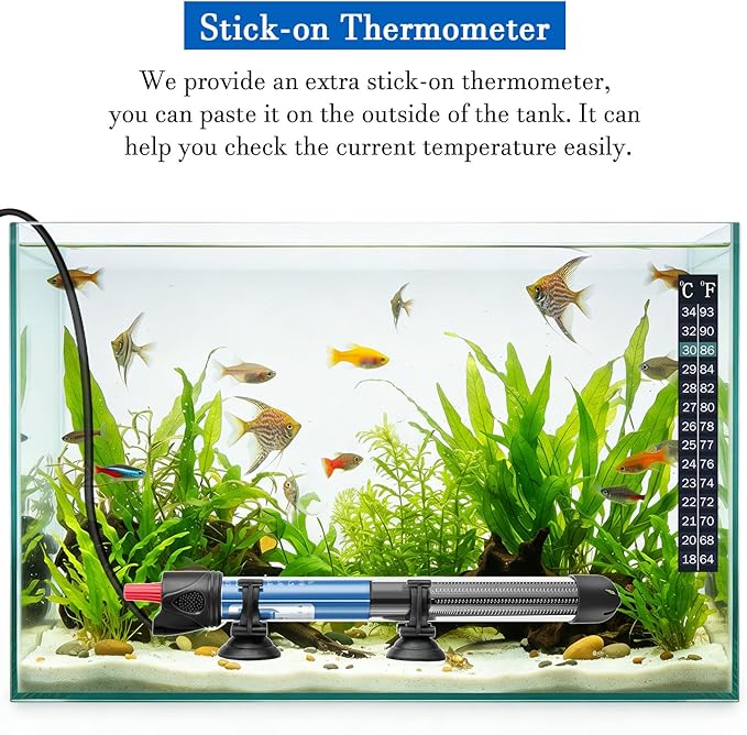FEDOUR 50W 100W 300W Submersible Aquarium Heater, Adjustable Glass Water Heater for 5 – 70 Gallon Fish and Turtle Tank (100W)