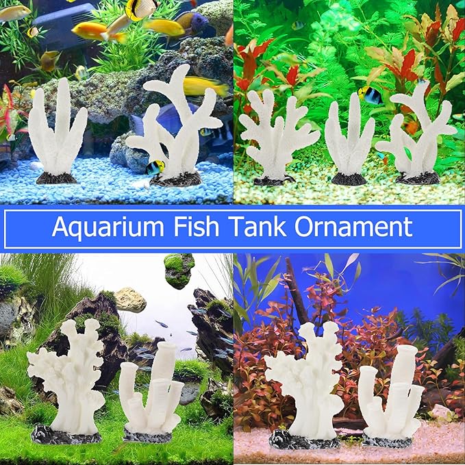 NOLITOY 5pcs Artificial Aquarium Coral Ornament, Simulated Coral Faux Fish Tank Plants Decorations for Landscaping Accessories Tabletop Decor