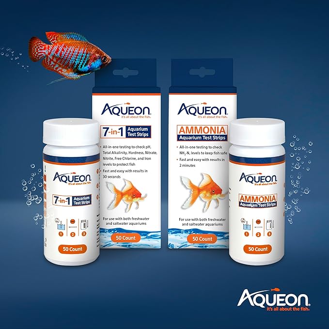 Aqueon Ammonia Aquarium Test Strips, Freshwater and Saltwater Aquariums, 50 Count