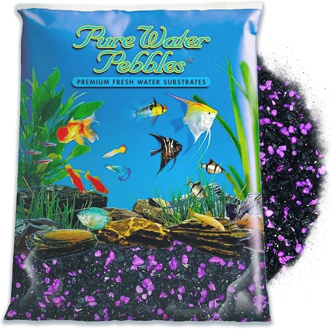 Pure Water Pebbles Blakberry Glo Aquarium Gravel - 5 lbs - Non-Toxic, Colorfast, Vibrant Substrate for Aquariums, Terrariums, Ponds & Crafts