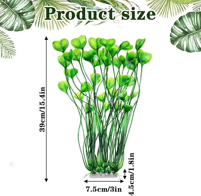 1 Pack Tall Aquarium Plants Plastic Realistic 15.35 Inches Aquarium Plants with Weighted Base Artificial Green Fish Tank Decor for Fish Tanks Aquascaping