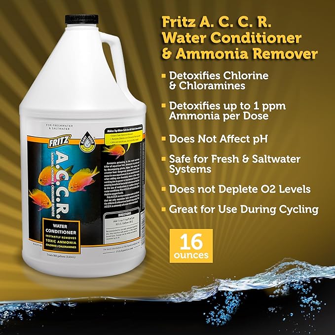 Fritz Aquatics ACCR Water Conditioner Instantly Removes Toxic Ammonia/Chlorine & Chloramines for Fresh & Salt Water Aquariums (1-Gallon)