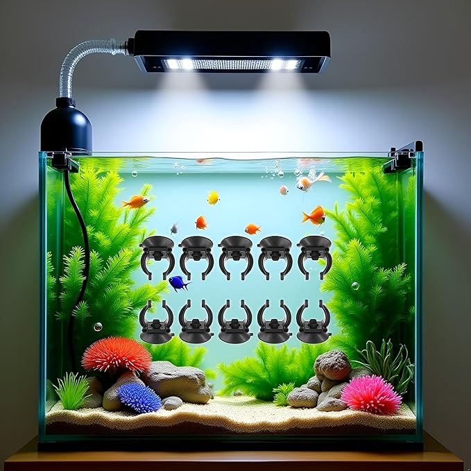 GANPUB 10PCS Black Suction Cup Fish Tank Aquarium Heater Rubber Clip Airline Tubing Glass Holder Pet Supplies Cost- Effective Fashion in Practical Aquarium Pumps and Filters(18-22MM)