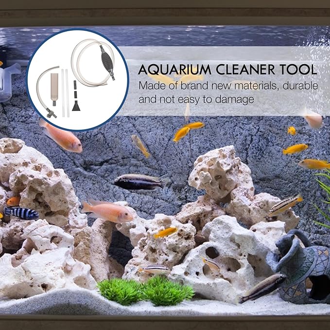 SOLUSTRE Aquarium Gravel Siphon Cleaner Fish Tank Water Changer with 3.0m Extended Hose Gray Gravel Vacuum Tool for Pond Sand Washing and Aquarium Maintenance