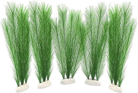 Aquarium Decorations 5Pcs Fish Tank Artificial Green Water Plants Made of Silk Fabrics Plastic