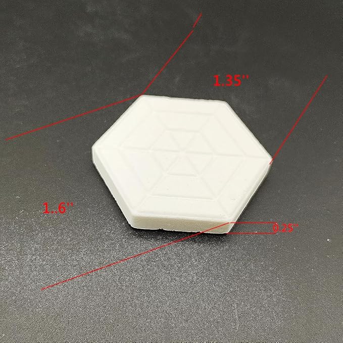 1.6 Inch Ceramic Coral Frag Plugs Coral Frag Tiles Base Disc - 12 Pack | Hexagon | 40mm(1.57 inch)| White