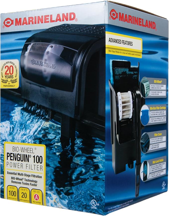 Marineland Penguin Bio-Wheel Power Filter 100 GPH, Multi-Stage Aquarium Filtration