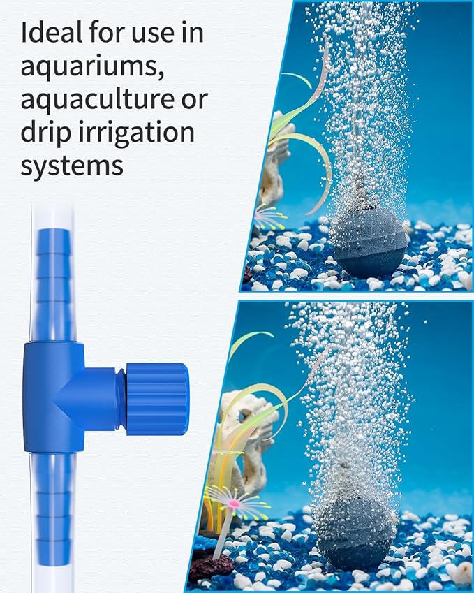 Pawfly Aquarium Air Control Valves for 3/16" ID Airline Tubing Single Way Plastic Air Flow Controllers Regulators Adjustable Blue Hose Connectors Air Pump Accessories for Fish Tanks, 10 Pack