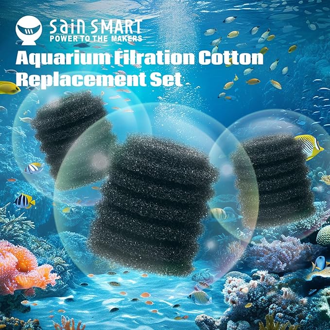 SainSmart Aquarium Filter Sponge, 3 Pack Biochemical Cotton Replacement Sponge, Filter Accessories for Fish Tank