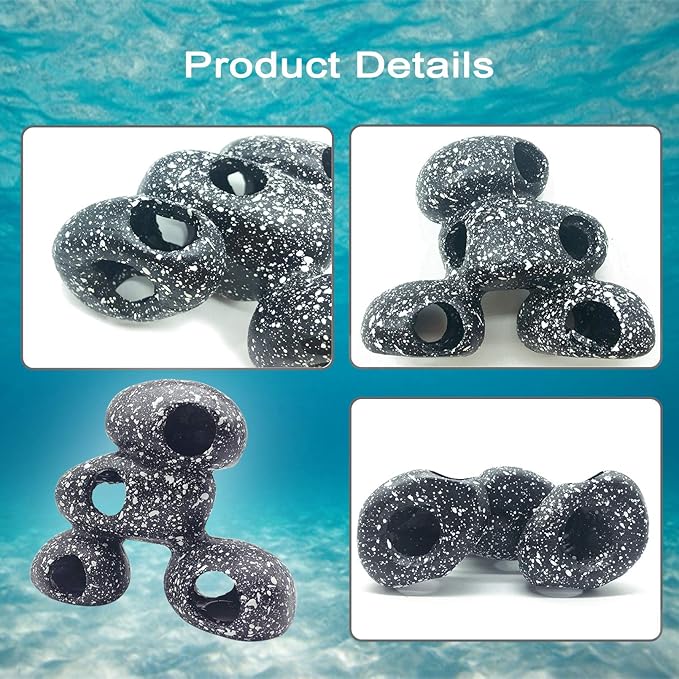 PINVNBY Aquarium Stone Hideaway Decoration,Resin Cichlids Rock Decor Realistic Betta Hideout Shelter Cave Fish Tank Ornament for Shrimp Short Bream Crayfish(L)