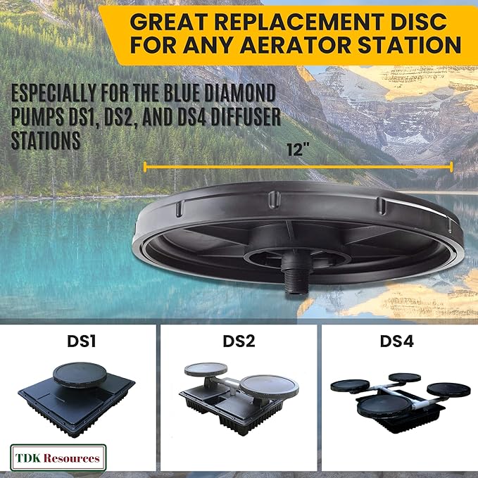 Diamond Pumps 12 Inch Round Disc Air Diffuser Replacement Aerator for Ponds Aquarium Water Treatment Lakes Hydroponic Aquaculture Farming Including Fish Mollusks Crustaceans and Aquatic Plants