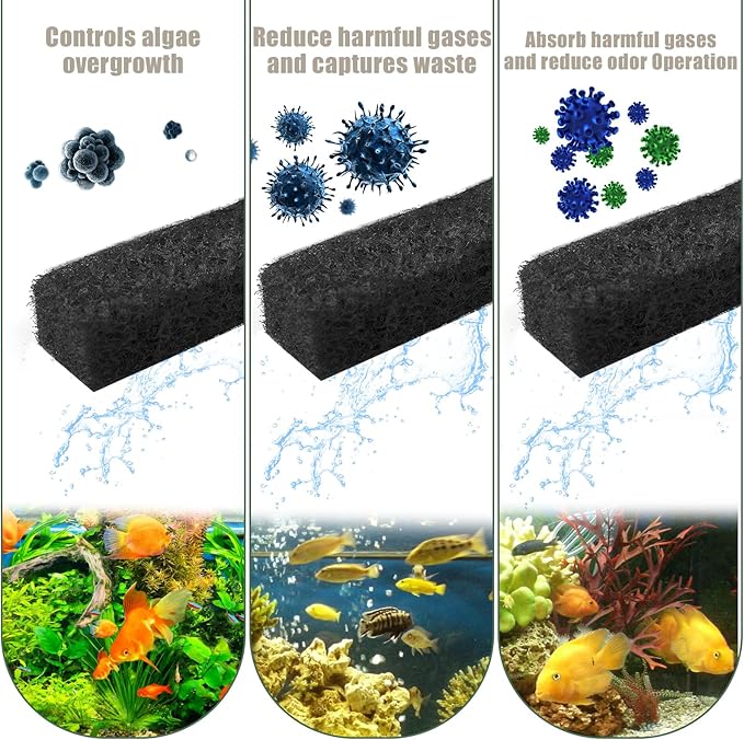 6pcs Filter Pads for Aqueon, Fish Tank Carbon Filter Pads Ammonia & Phosphate Reducer Aquarium Filter Cartridge Accessories for Aqueon QuietFlow LED PRO Model 10 (Black)