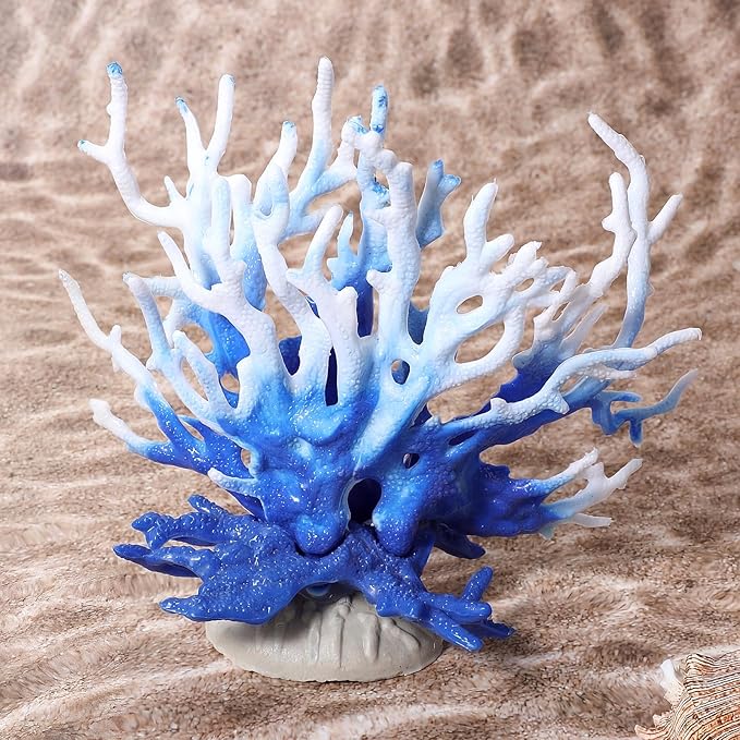 Fish Tank Fake Coral, Artificial Aquarium Coral Ornament, Aquarium Decor Plastic Plant Small, Multi-Purpose Simulation Water Grass, Faux Aquariums Ornament, Blue