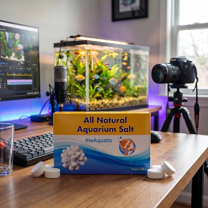 Premium Aquarium Salt, Aquarium Salt Freshwater Tablets for Aquarium Water Treatments Essential Supplies (15 Tablets)