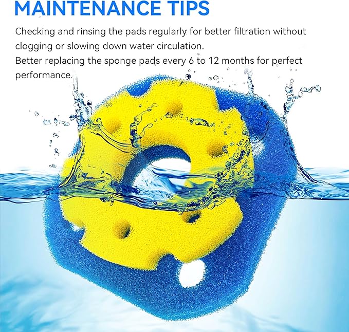 6Pack Sponge Filter Replacement for VIVOHOME Pond Filter 2380 GPH 2630 GPH or VIVOGROW 2380/2630 GPH Bio Pressure Pond Filter Media Pads for Sunsun CPF-250/180 for Outdoor Ponds, Koi Ponds