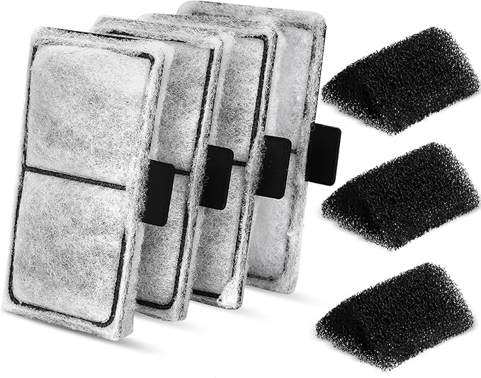 hygger HG009 Aquarium Filter Replacement Carbon Filter Cartridges 4 Pcs with Triangle Filter Sponge 3 Pcs (M)